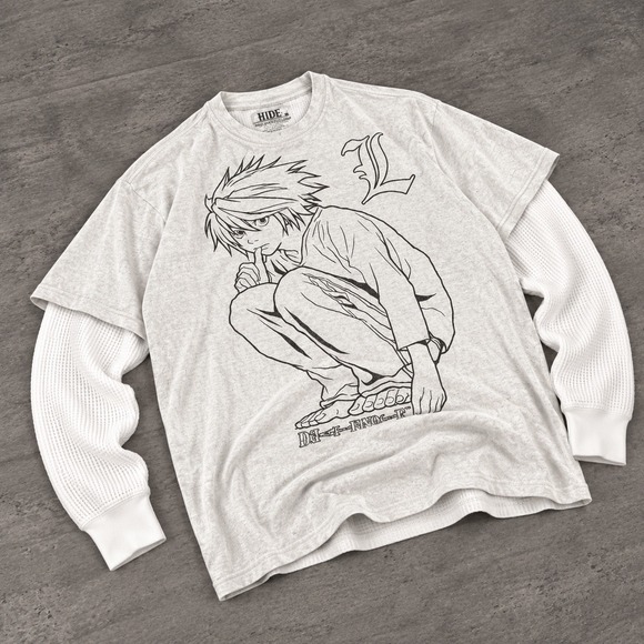 Death Note Other - Vintage VTG Y2K 2000s 00s Death Note L Anime Graphic White T-Shirt Tee